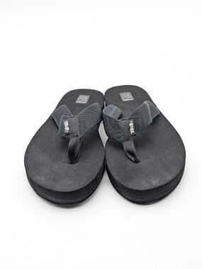 Teva Mush II Flip Flops Thong Sandals Womens Size 8 Black  Woven Strap Slip On